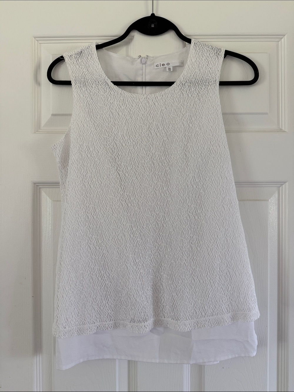 cleo White Textured Layered Tank Top